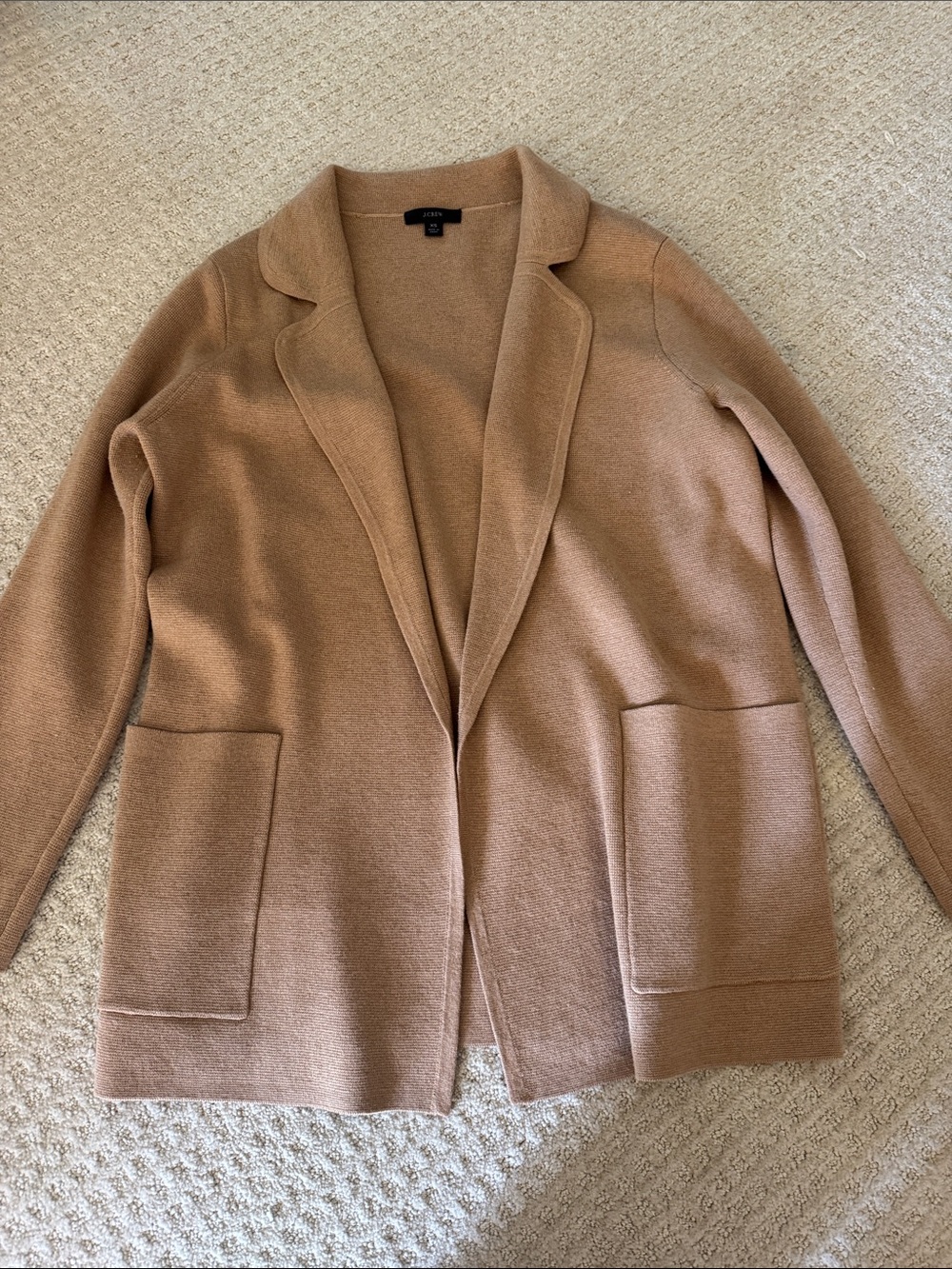 J. Crew Camel Open-Front Knit Cardigan Blazer
